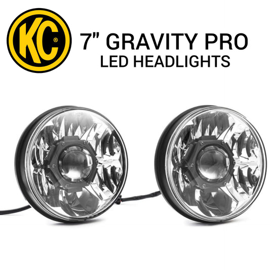 KC 7 Inch Gravity? LED Pro - 2-Headlights - 40W Driving Beam - For 18-23 Jeep JL / JT W/ Halogen Headlights