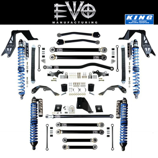 EVO MANUFACTURING JEEP GLADIATOR JT (GAS) ADJUSTABLE 3-5 INCH LIFT KING 2.5 INCH COILOVER ENFORCER PRO STAGE 4 PLUS
