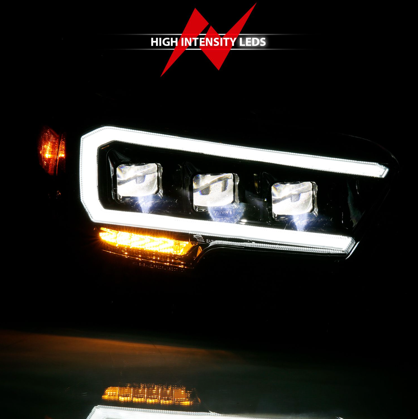 ANZO TOYOTA TACOMA 16-23 FULL LED PROJECTOR HEADLIGHTS BLACK (FOR HALOGEN VERSION W/ HALOGEN DRL)
