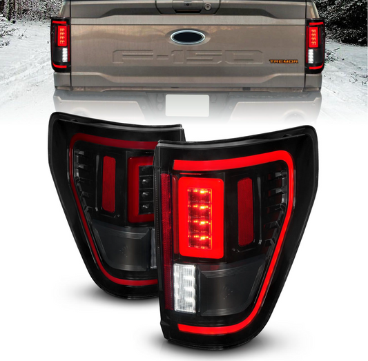 ANZO FORD F-150 21-23 FULL LED TAIL LIGHTS BLACK SMOKE LENS W/ INITIATION & SEQUENTIAL (FOR HALOGEN MODEL W/ BLIS SYSTEM)