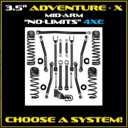 Rock Krawler Jeep JL 4XE 3.5 Inch Adventure X "No Limits" System -  2.25" RRD SHOCKS