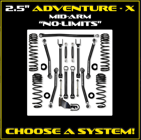 Rock Krawler Jeep JLU 2.5 Inch Adventure X "No Limits" System - 2.25" RRD SHOCKS