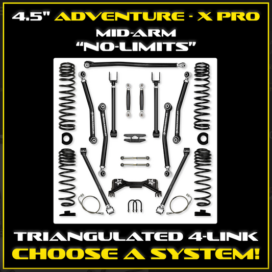 Rock Krawler Jeep JT Gladiator 4.5" Adventure - X PRO "No-Limits" Mid Arm Suspension System: NO SHOCKS