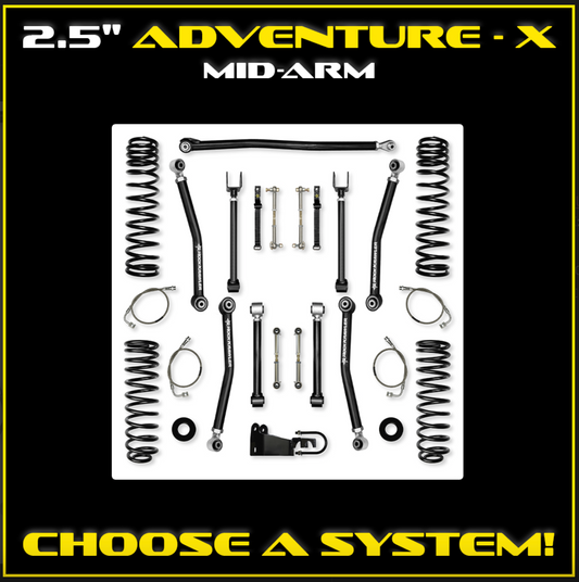Rock Krawler Jeep JKU 2.5 Inch Adventure X System - 2.25" RRD SHOCKS