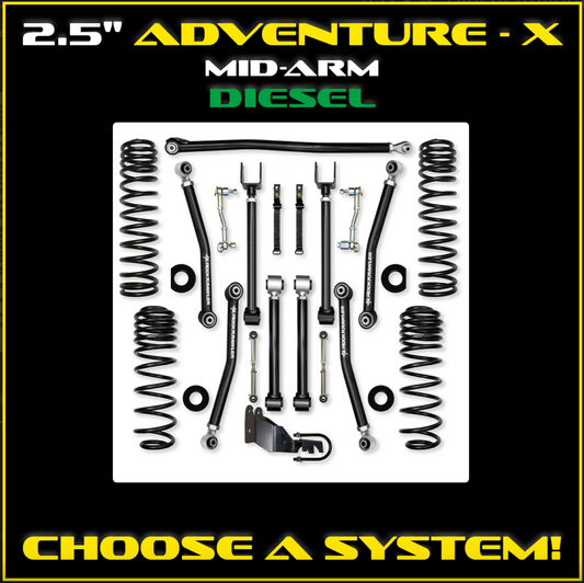Rock Krawler Jeep JLU Diesel 2.5 Inch Adventure X System - 2.25" RRD SHOCKS