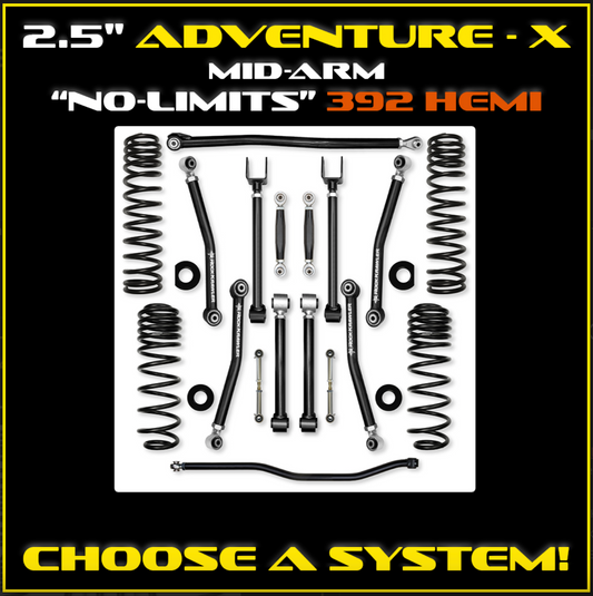 Rock Krawler Jeep JLU 392 2.5 Inch Adventure X No Limits System - 2.25" RRD SHOCKS