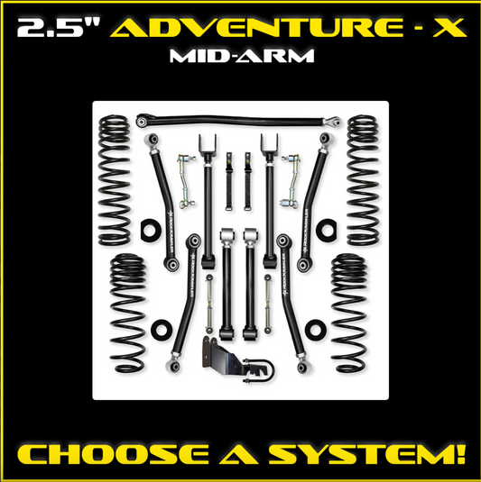 Rock Krawler Jeep JLU 2.5 Inch Adventure X System - 2.25 Inch RRD SHOCKS