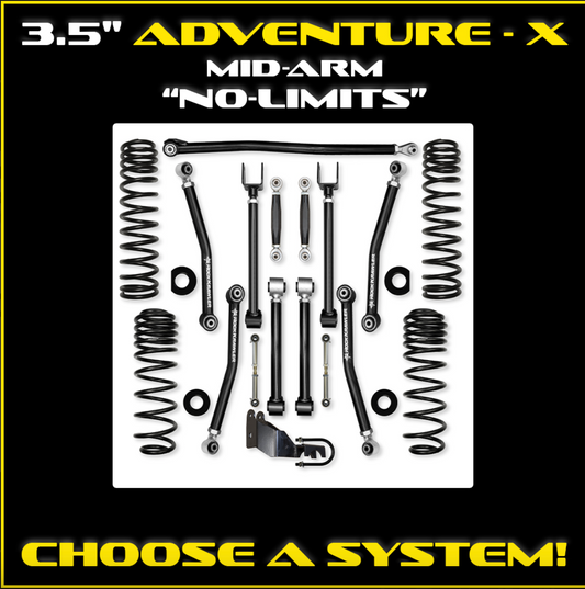 Rock Krawler Jeep JLU 3.5 Inch Adventure X "No Limits" System - 2.25" RRD SHOCKS