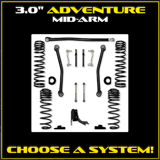 Rock Crawler Jeep Gladiator JT3.0" Adventure Mid-Arm System No Shocks