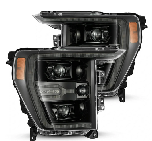 AlphaRex 21-23 Ford F150 / 21-23 Ford F150 Raptor LUXX-Series LED Projector Headlights Alpha-Black