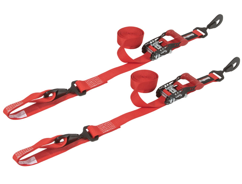 SpeedStrap 1 1/2In x 10Ft Ratchet Tie-Down w/ Soft-Tie (2 Pack) - Red - Off-Road Express