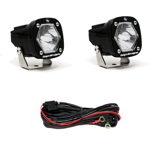 Baja Designs S1 Clear Spot/Wide Cornering LED Light with Mounting Bracket Pair 387801 387811