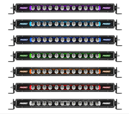 RIGID Radiance Plus SR-Series Single Row LED Light Bar With 8 Backlight Options: Red Green Blue Light Blue Purple Amber White Or Rotating 10 20 30 40 50 Inch Length