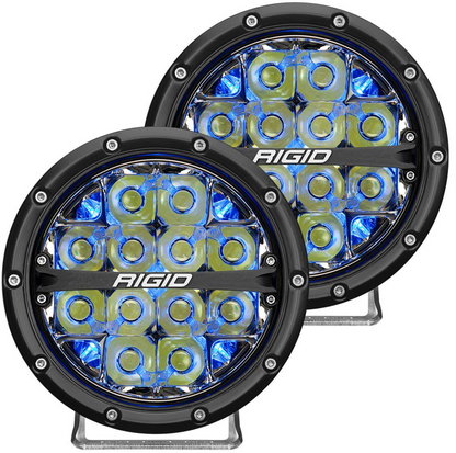 RIGID 360-Series 6 Inch Round LED Off-Road Light Spot Beam Pattern For High Speeds White Backlight Pair